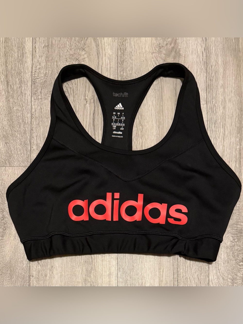 Adidas Size Large Techfit Climalite Sports Bra Red & Black